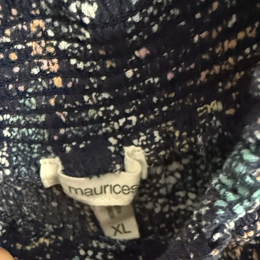 Maurices Navy and Teal Patterned Blouse - Picture 2 of 4